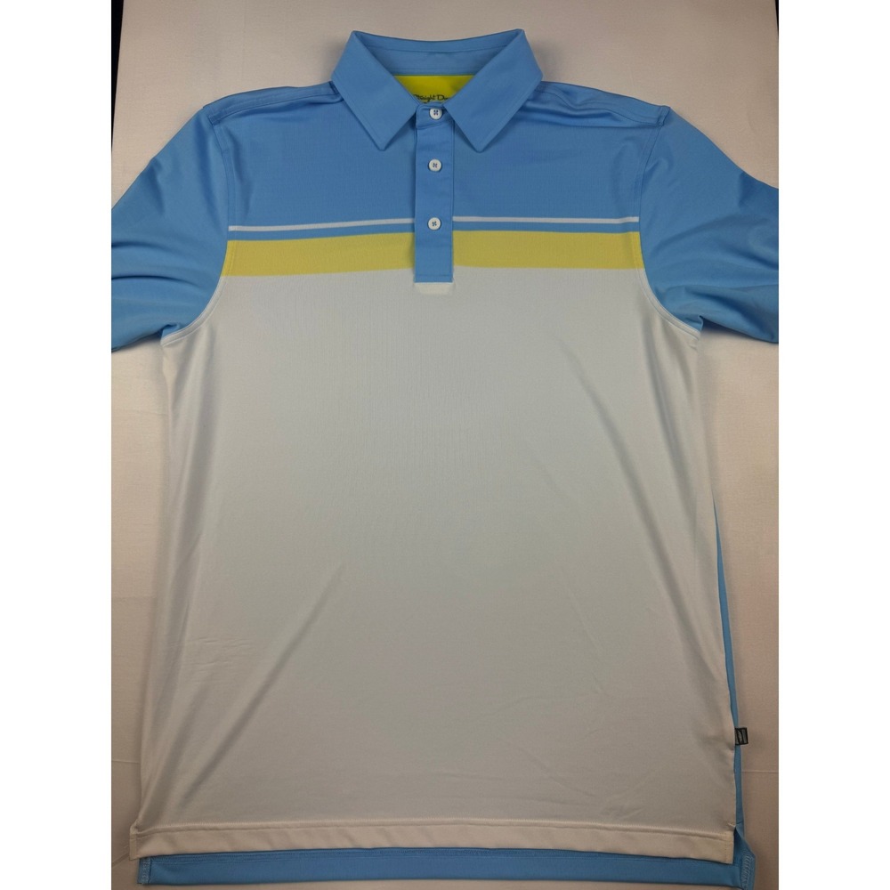 Straight Down Polo Shirt Medium Blue White TPC Snoqualmie Ridge Golf